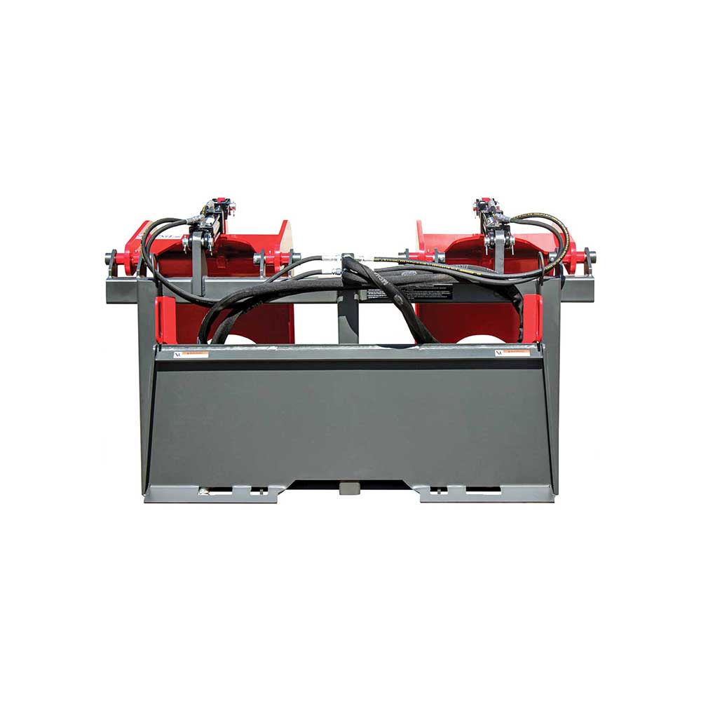 GREYWOLF Double Quick Attach Grapple Attachment for Skid Steer Loaders | Gray/Red Powder Coat