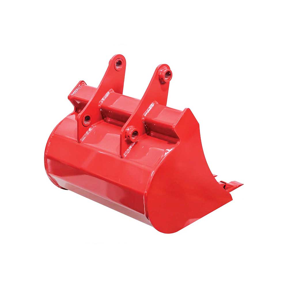 GREYWOLF 20-In. Bucket for Skid Steer Loader Backhoe Attachment | 4 Replaceable Teeth | Red Powder Coat