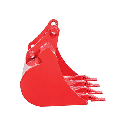 GREYWOLF 20-In. Bucket for Skid Steer Loader Backhoe Attachment | 4 Replaceable Teeth | Red Powder Coat