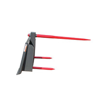 GREYWOLF Bale Spear Attachment for Skid Steer Loaders | Gray/Red Powder Coat