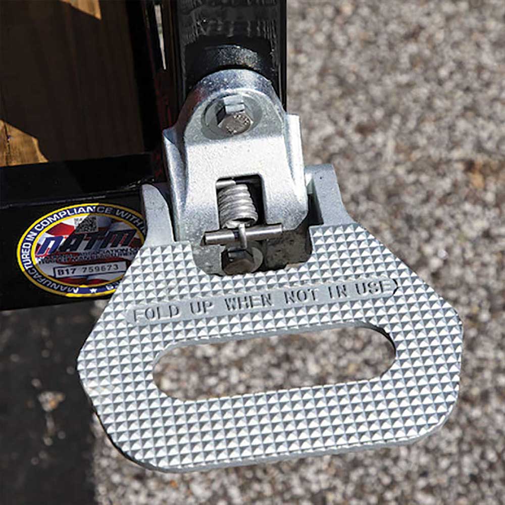 K&M Mfg Safety Folding Foot/Grab Step | For Work Trucks & Trailers | Silver Zinc-Plated Finish