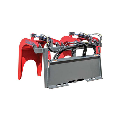 GREYWOLF Double Quick Attach Grapple Attachment for Skid Steer Loaders | Gray/Red Powder Coat