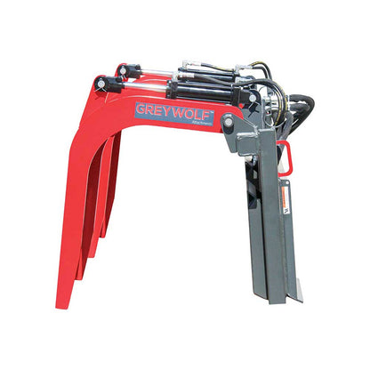 GREYWOLF Double Quick Attach Grapple Attachment for Skid Steer Loaders | Gray/Red Powder Coat