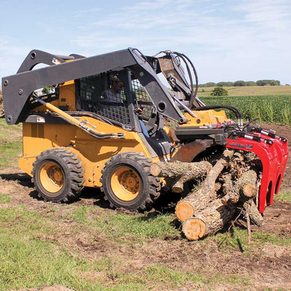GREYWOLF Double Quick Attach Grapple Attachment for Skid Steer Loaders | Gray/Red Powder Coat
