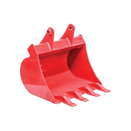GREYWOLF 20-In. Bucket for Skid Steer Loader Backhoe Attachment | 4 Replaceable Teeth | Red Powder Coat