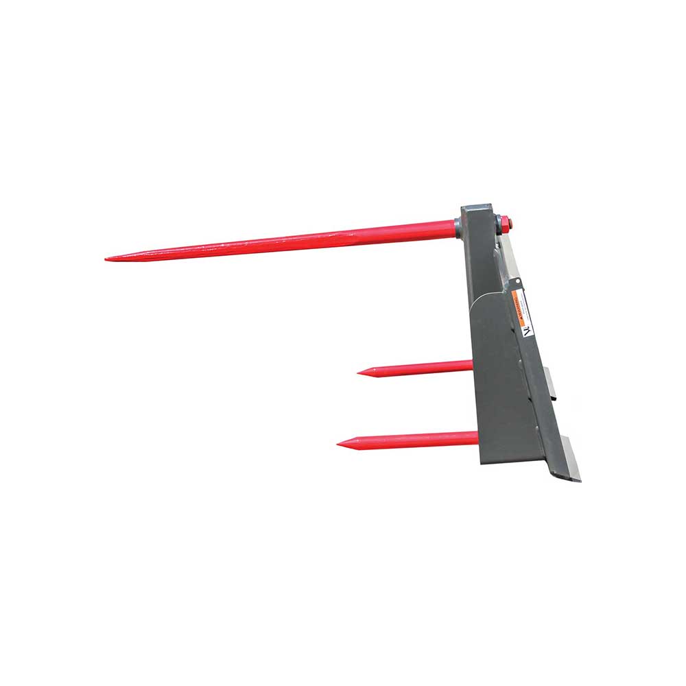GREYWOLF Bale Spear Attachment for Skid Steer Loaders | Gray/Red Powder Coat