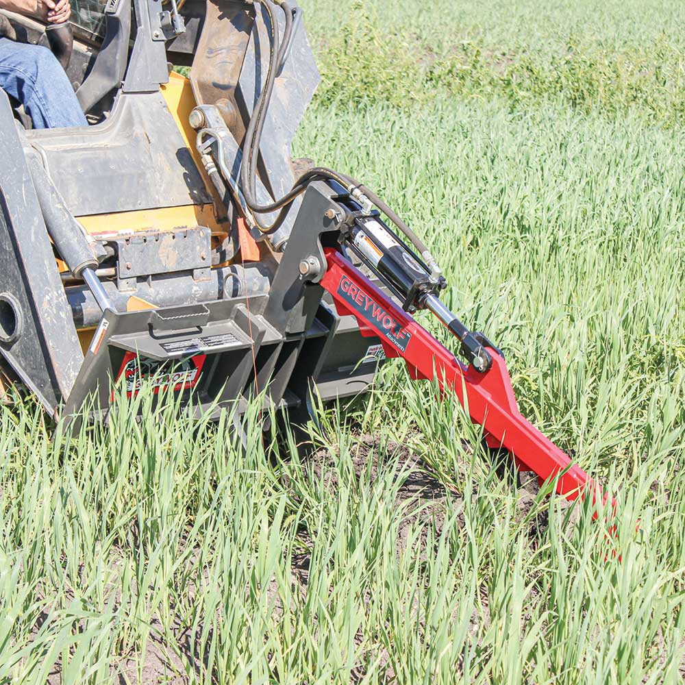 GREYWOLF Rock Devil Attachment for Skid Steer Loaders | Gray/Red Powder Coat