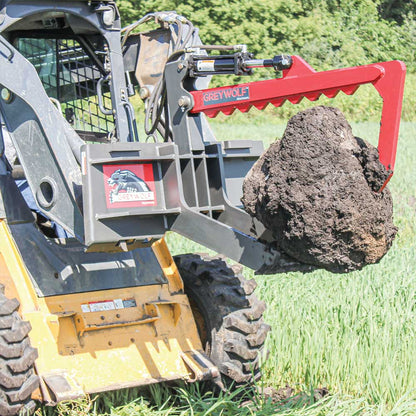 GREYWOLF Rock Devil Attachment for Skid Steer Loaders | Gray/Red Powder Coat