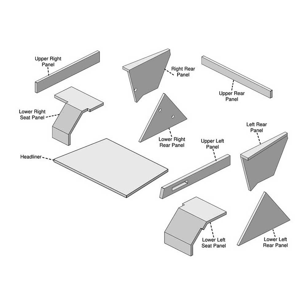 K&M Mfg Lower Cab Kit for Allis Chalmers 7030 Series Tractors | Maroon Belly | Black Vinyl