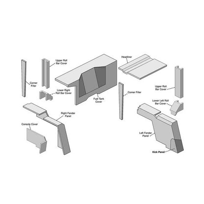 K&M Mfg Lower Cab Kit for Case 870 Series Tractors | Black Basketweave Vinyl