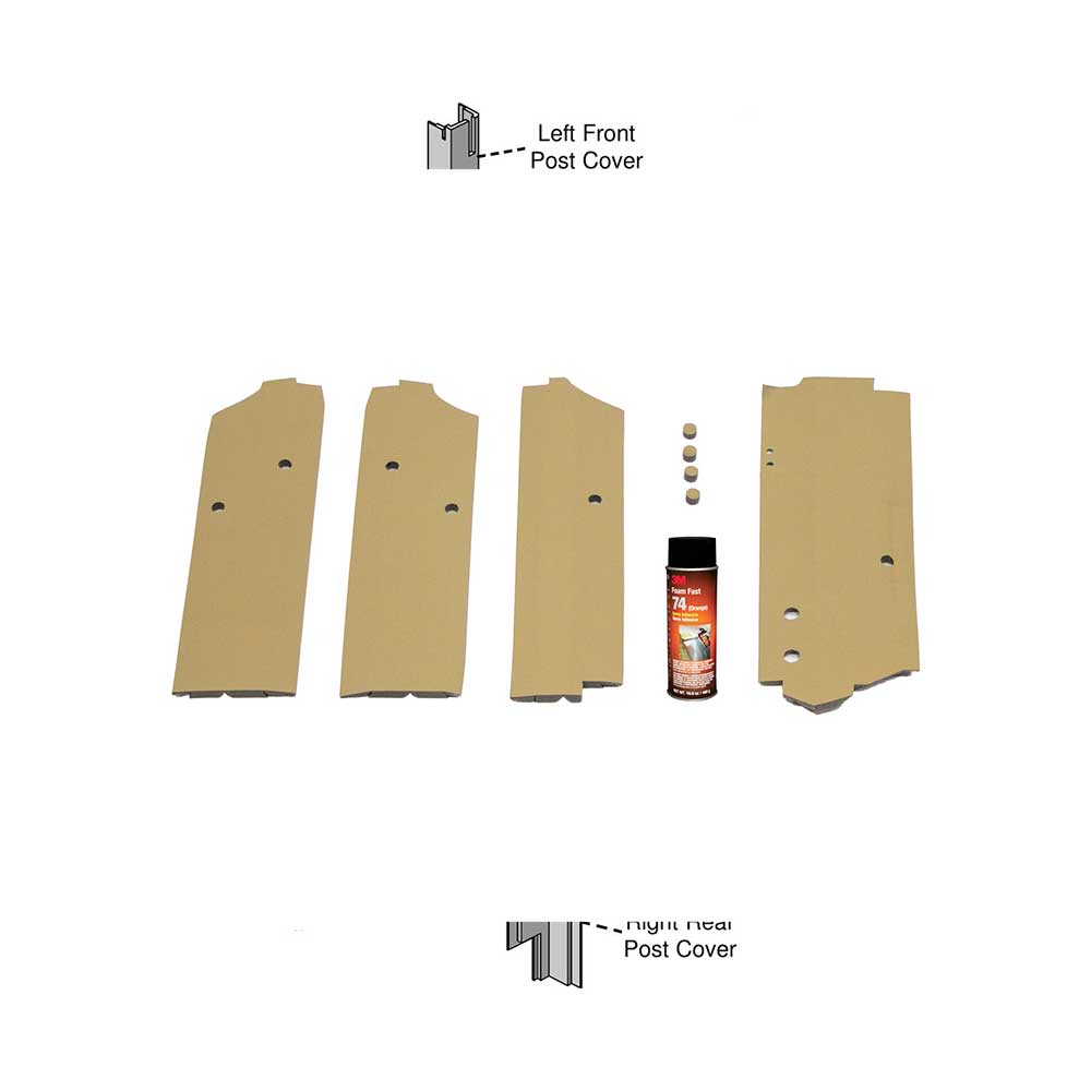 K&M Mfg Corner Post Kit for John Deere 60 Series Tractors | Sailcloth Tan Cloth