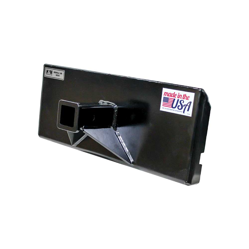 GREYWOLF 2-In. Receiver Hitch Plate Attachment for Mini Skid Steer Loaders | Black Powder Coat