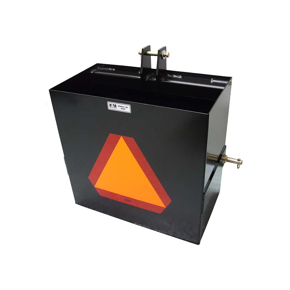 K&M Mfg 3-Point Hitch Ballast Box | Category 1 | 25.5-In. x 24-In. x 13.88-In. | Black Powder Coat