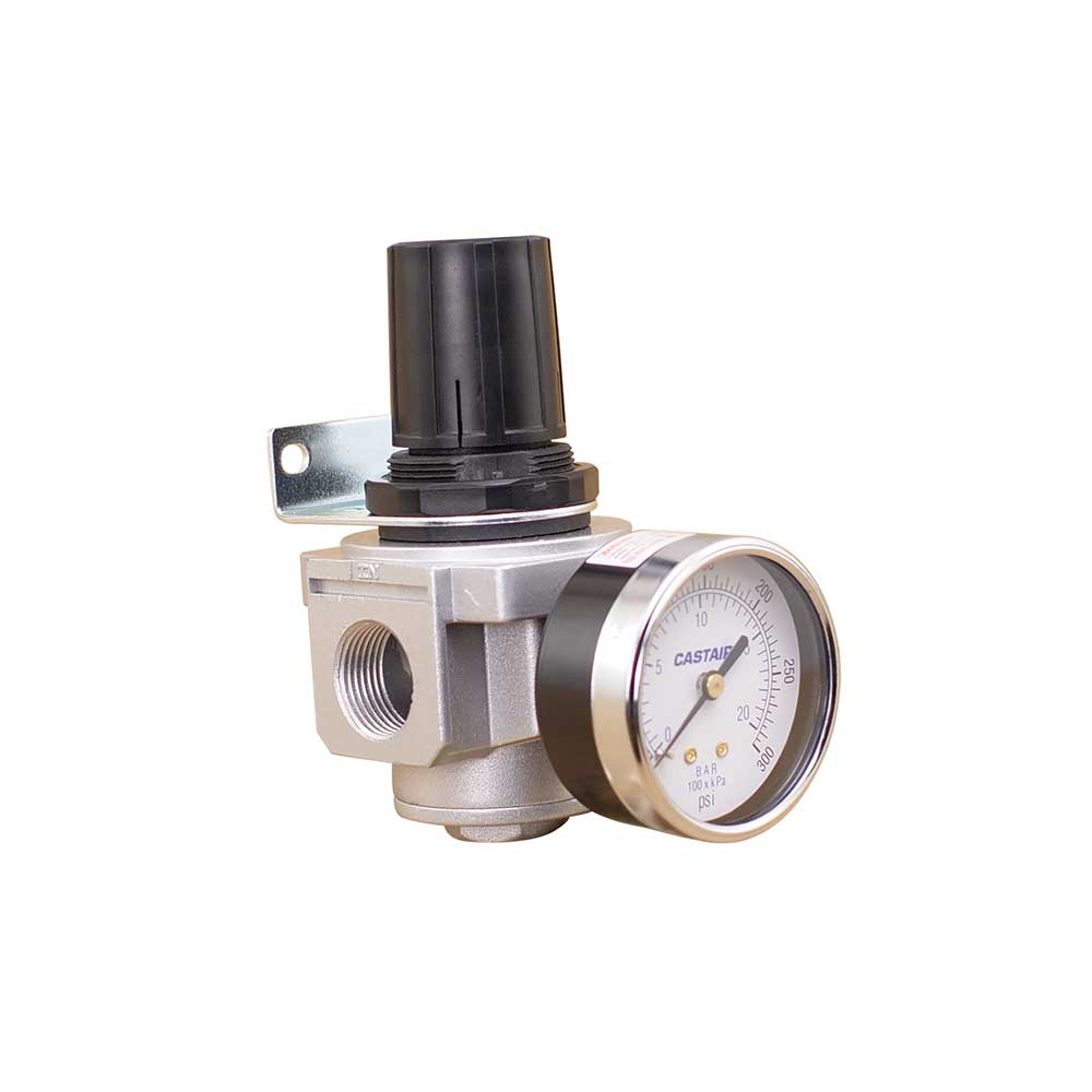 CASTAIR | Inline Regulator with Gauge | 1/2 In. NPT