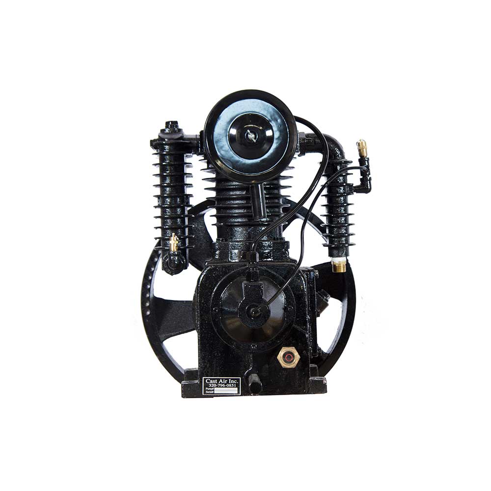 CASTAIR | 5-7.5 HP 2-Stage Recip. Comp. Pump w/ Oil | Inline 2-Cylinder | Flywheel O.D. 16.875 In.