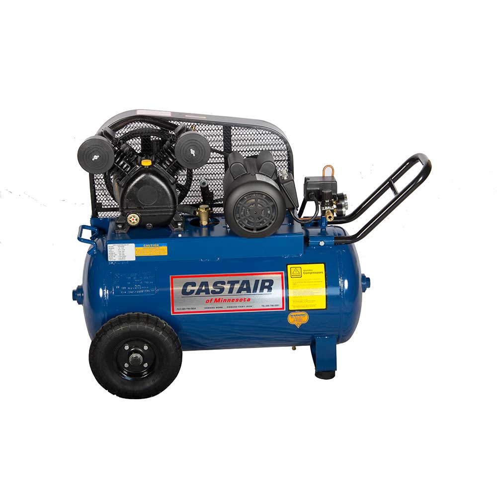 CASTAIR Compressor | Garage Series | 20 Gal. Horizontal Portable | 2HP - 1 Phase 115V