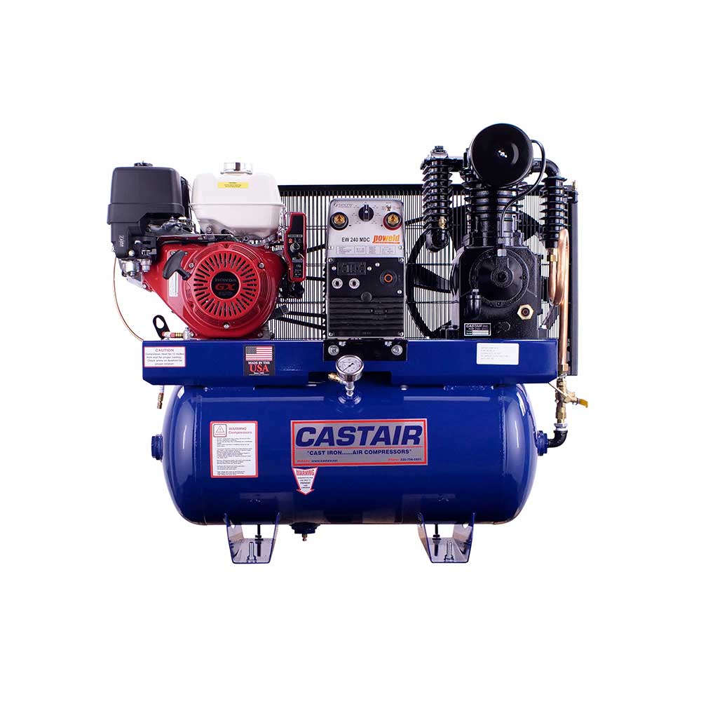 CASTAIR Compressor/Gen./Weld.| Industrial Series | 30 Gal. Horiz. | GX390 |19.7cfm @175psi | 5000 w