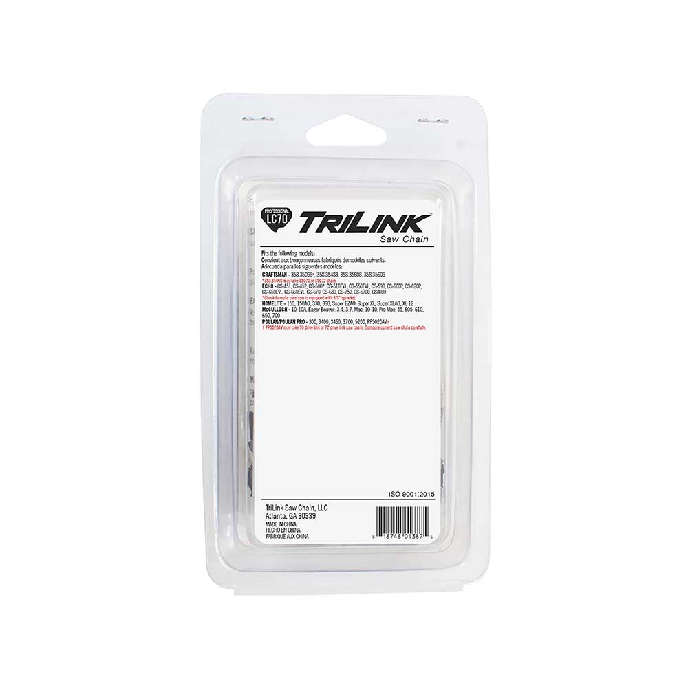 TriLink | Saw Chain | 12 In. | 45 DL | 3/8 In. LP | .050 In. | Semi-Chisel Reduced Kickback