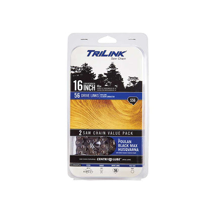 TriLink | Saw Chain | 16 In. | 56 DL | 3/8 In. LP | .050 In. | Semi-Chisel Reduced Kickback | 2 Pack