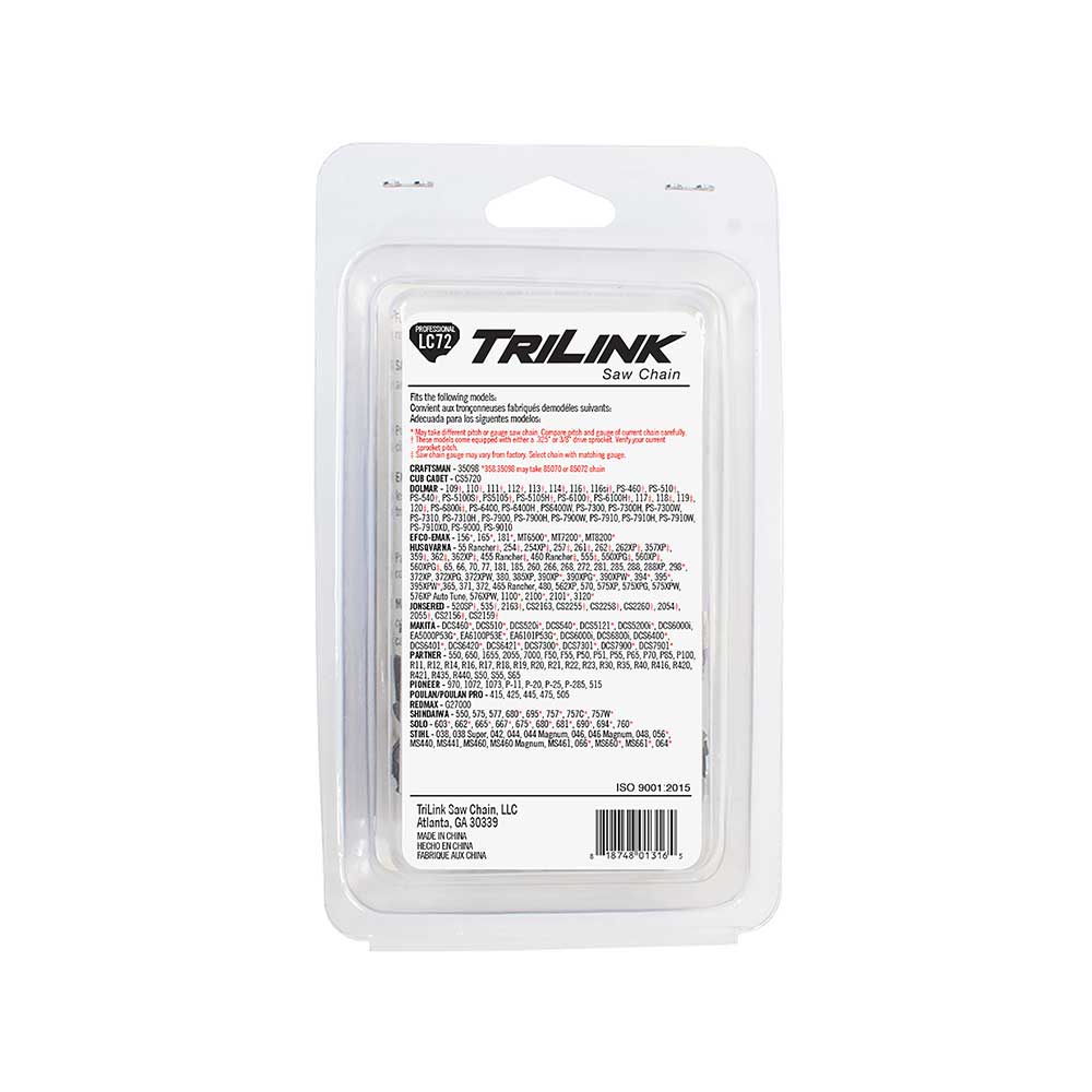 TriLink | Saw Chain | 20 In. | 72 DL | 3/8 In. | .050 In. | Chisel Reduced Kickback