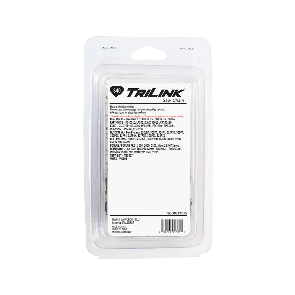TriLink | Saw Chain | 10 In. | 40 DL | 3/8 In. LP | .050 In. | Semi-Chisel Reduced Kickback