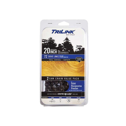 TriLink | Saw Chain | 20 In. | 72 DL | 3/8 In. | .050 In. | Chisel Reduced Kickback | 2 Pack