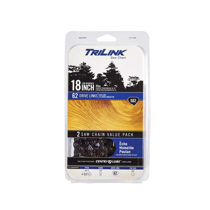 TriLink | Saw Chain | 18 In. | 62 DL | 3/8 In. LP | .050 In. | Semi-Chisel Reduced Kickback | 2 Pack