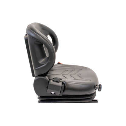Uni Pro 57 Forklift Seat With Suspension | Black Vinyl | Orange Seatbelt