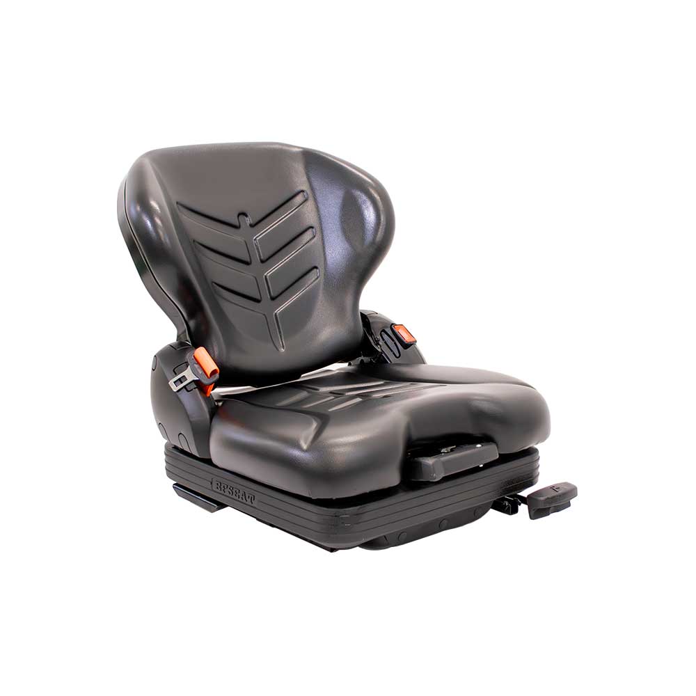 Uni Pro 437 Forklift Seat With Suspension | Black Vinyl | Orange Seatbelt
