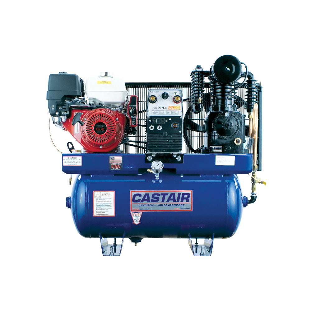 CASTAIR Compressor/Gen./Weld.| Industrial Series | 30 Gal. Horiz. | GX390 |19.7cfm @175psi | 5000 w