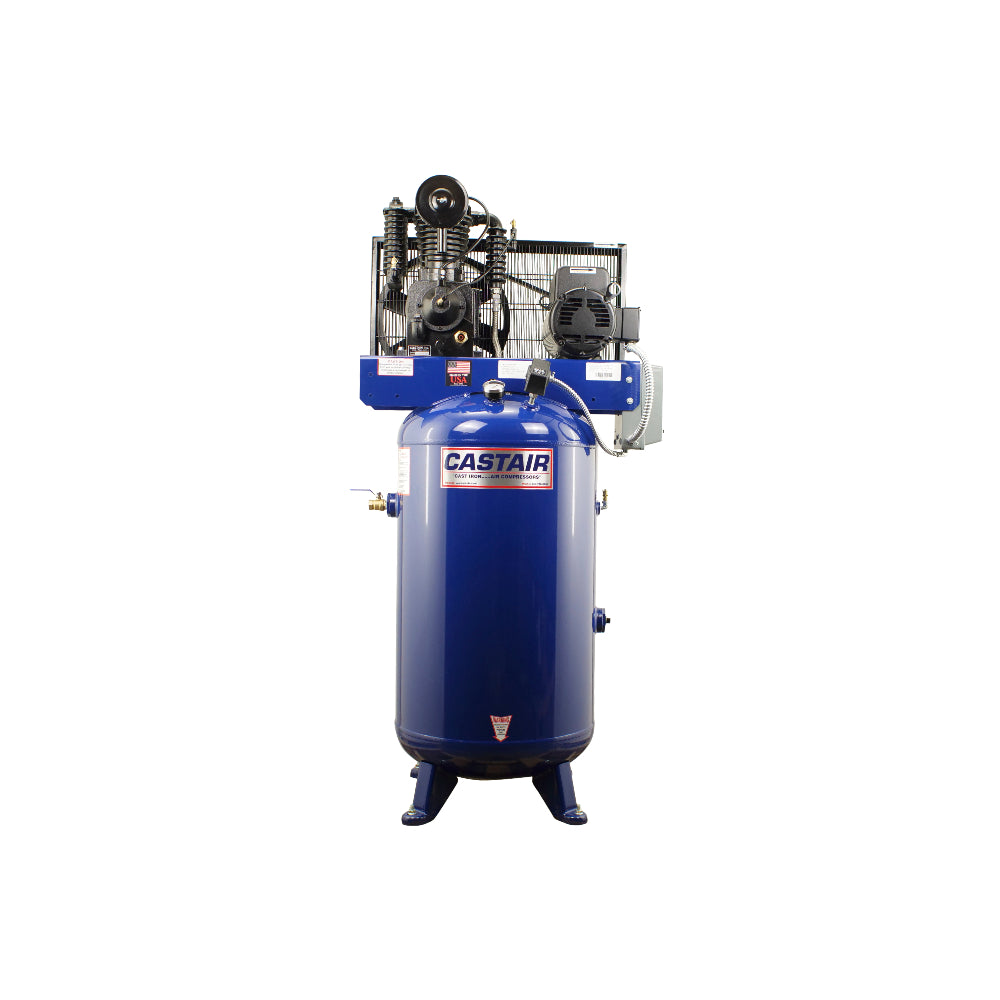 CASTAIR Compressor | Industrial Series | 80 Gal. Vertical | 5HP 1-Phase 230V | 17.5 CFM@ 175 PSI