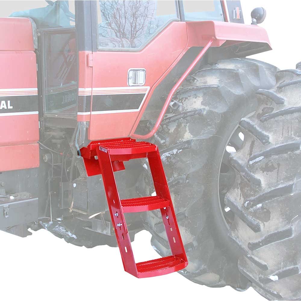 K&M Mfg Step Kit for International Harvester 88 Series Tractors | 3-Step Unit | Left-Hand | Red