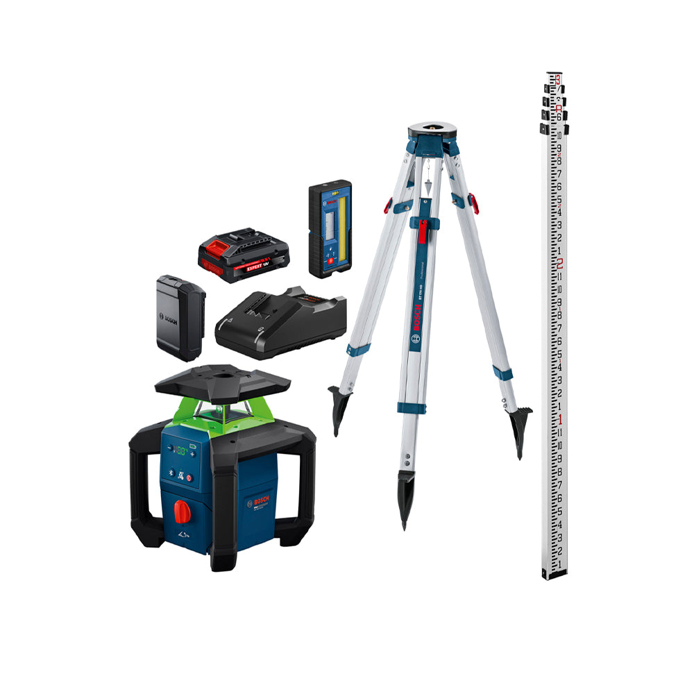 Bosch | MT Leveling Exterior | 18V Green-Beam H/V Rotary Laser Kit | GRL18V-34K
