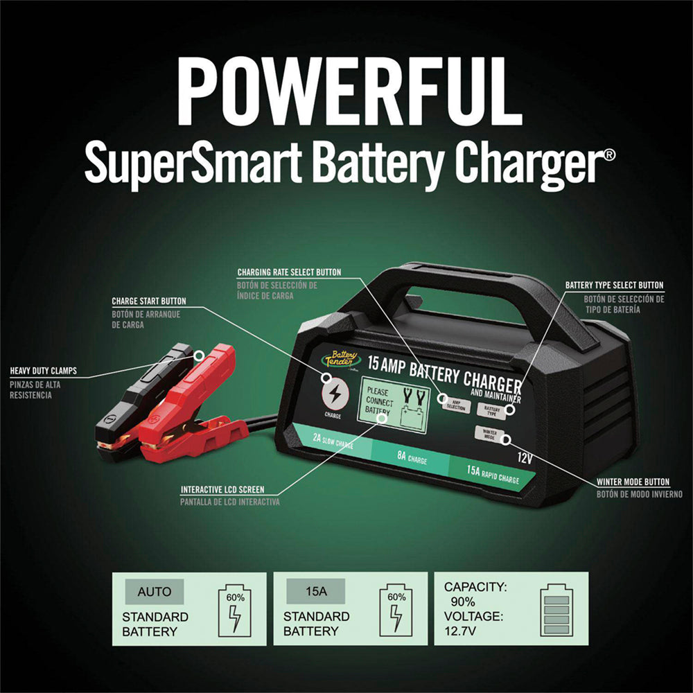 Battery Tender | Multi-Chemistry Bench Charger | 12-Volt | 15/8/2A | 022-0234-DL-WH