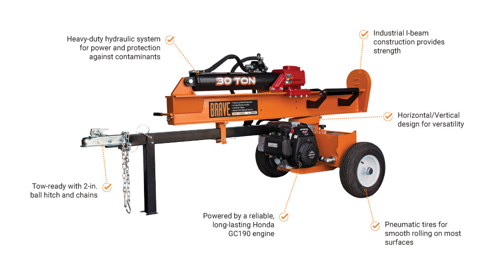 Brave Log Splitter | 30-Ton | Honda GC190