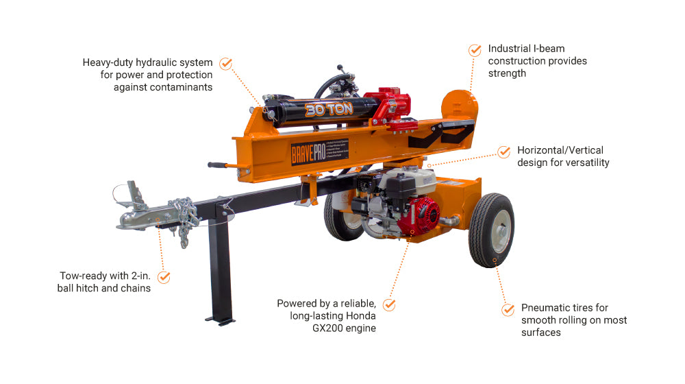 BravePro Log Splitter | 30-Ton | Honda GX200