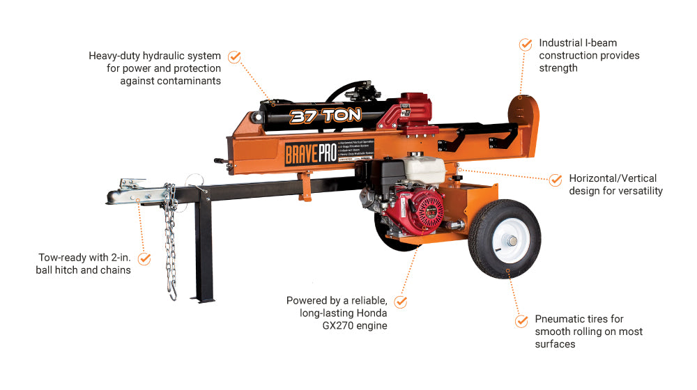 BravePro Log Splitter | 37-Ton | Honda GX270