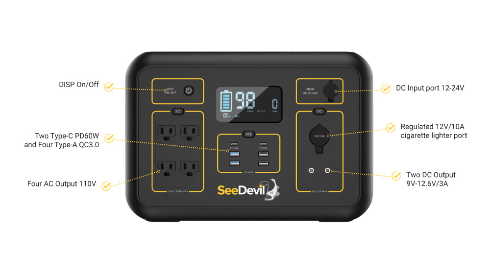 SeeDevil 1200W Portable Power Station | 1132Wh