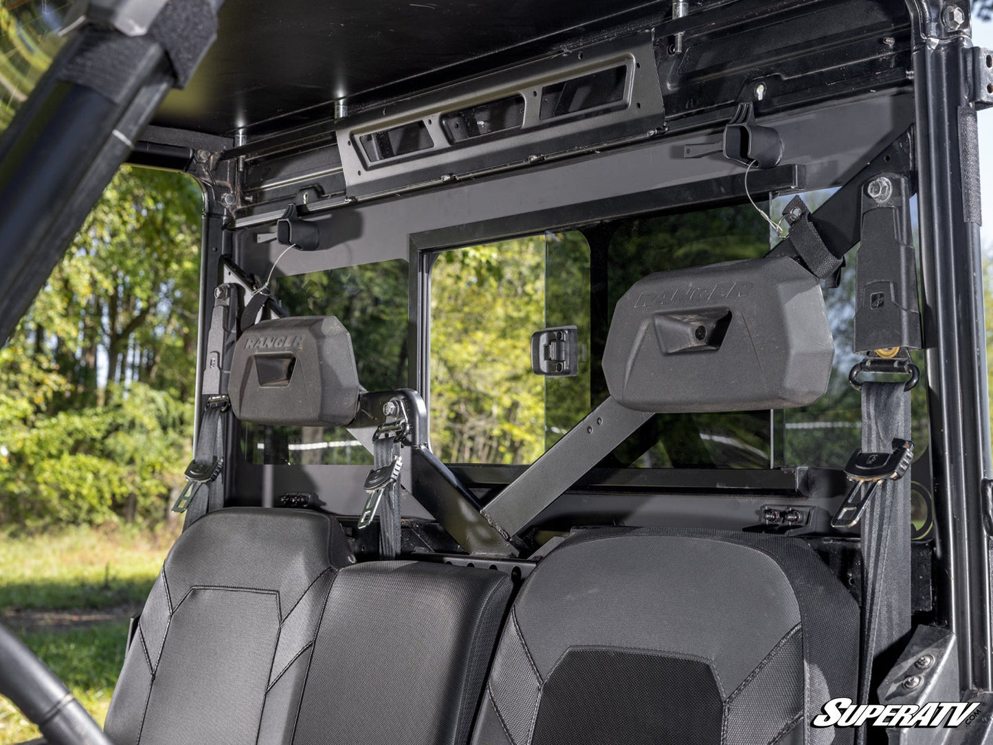 SuperATV Rear Sliding Glass Windshield for Polaris Ranger XP 1000